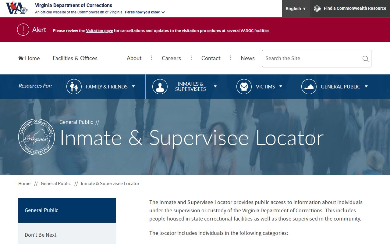 VADOC offender and supervisee release lookup for Amelia County